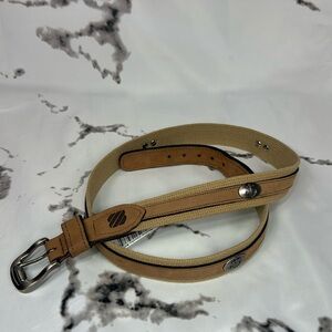 West Marine Anchor Concho Belt Leather on Cotton Webbing Nickle Roller Buckle